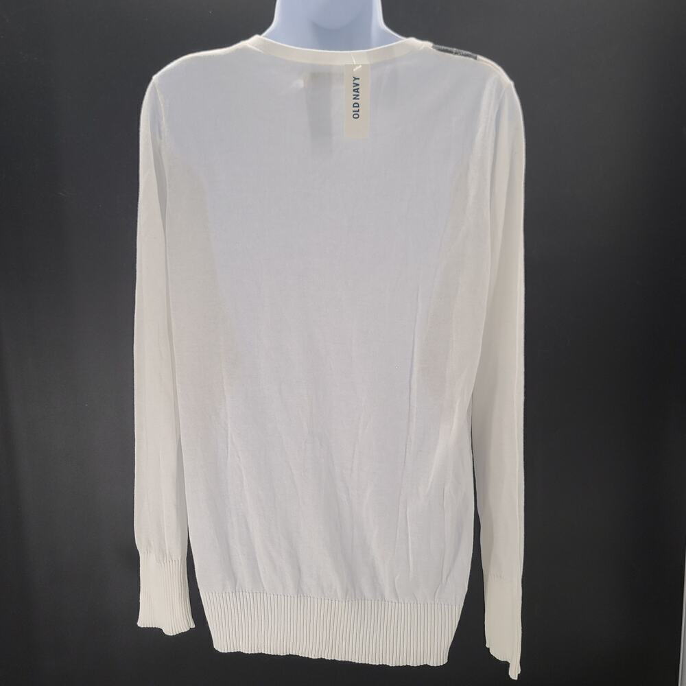 Old Navy Y2K women's cardigan white Argyle NWT Size Large Light academia Preppy - Picture 3 of 9